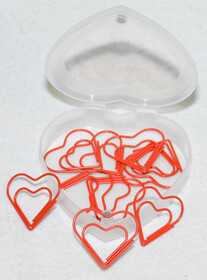 10 Herz Büroklammern in Kunststoffbox