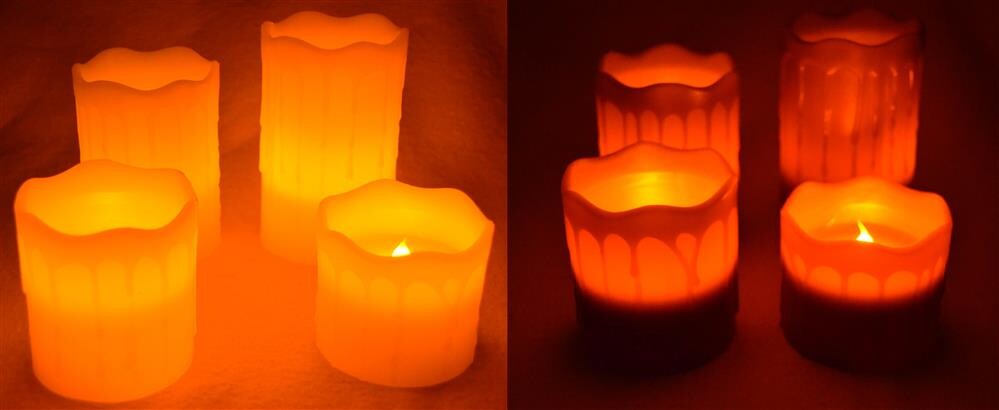 LED Echtwachskerzen 4er Set mit Fernbedienung in weiß oder rot, 19,95 €