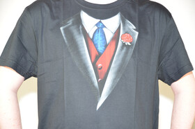 T-Shirt Smoking mit Krawatte und Weste in Gr. S-XXL