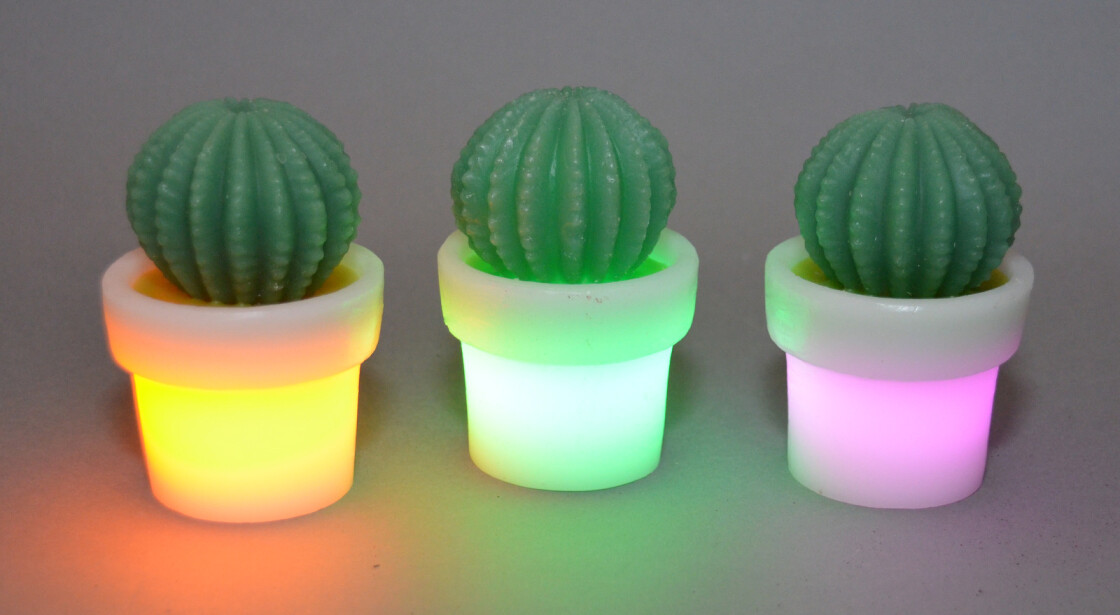 LED Kaktus aus Echtwachs in verschiedenen Farben inkl. Batterie, 2,95