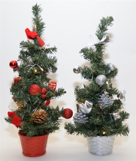 LED Weihnachtsbaum Tannenbaum 45cm künstlich mit Beleuchtung und Deko 2 Farben