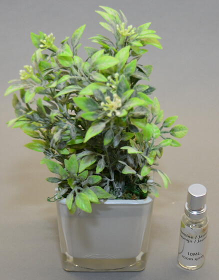 Lufterfrischer als künstliche Pflanze inkl. 10ml Duftspray / Jasmin