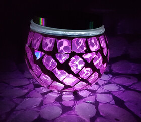 Solar LED Mosaik Leuchte / pink