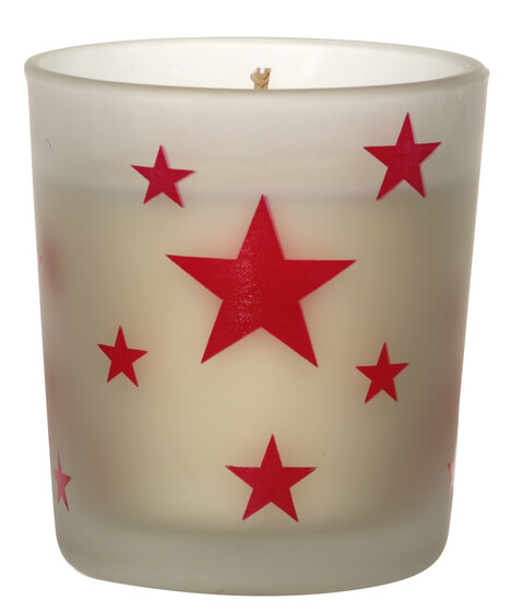 Duftkerze Vanille-Zimt in einem schönen Glas mit Sternen / 7,3cm Durchmesser