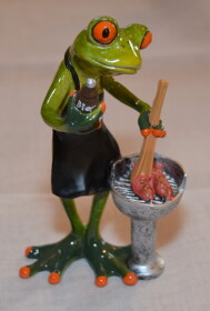 Frosch mit Grill und Grillschürze ca. 17cm mit Bier...