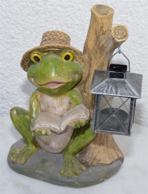 Frosch mit Laterne und Buch sitzend 28cm Höhe...