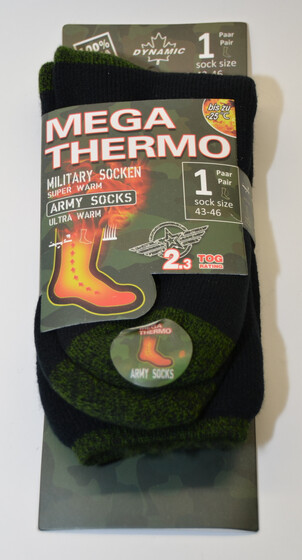 Mega Thermo Socken im Army Style / schwarz/grün Gr. 39-42