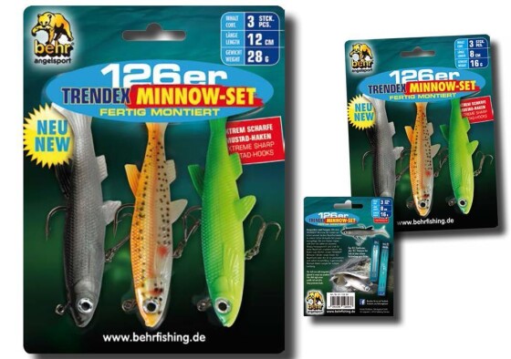 Behr Trendex Minnow 126er Kunstköder 3er Set fertig montiert Set 1 / 12cm / 28 Gramm