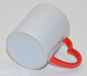 Kaffeetasse 300ml aus Keramik mit herzförmigem Griff ideal für Sublimationsdruck geeignet