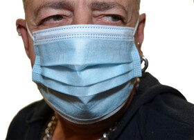 5er Packung Einwegmaske Gesichtsmaske für Erwachsene in blau 3-lagig mit Nasenbügel