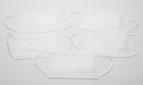5er Packung Einwegmaske Gesichtsmaske für Frauen und Kinder in weiß 3-lagig mit Nasenbügel