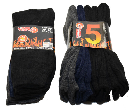 Mega Thermo Socken 5 Paar mit weichem Innenfleece für extreme Kälte Größe 35-47