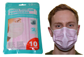 10er Packung Einwegmaske Mund- und Nasenmaske 3-lagig...