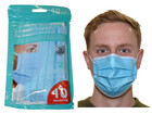 10er Packung Einwegmaske Mund- und Nasenmaske 3-lagig blau mit Nasenb&uuml;gel