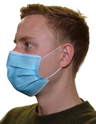10er Packung Einwegmaske Mund- und Nasenmaske 3-lagig blau mit Nasenbügel
