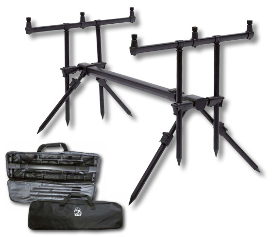 Behr Aluminium Rod Pod mit 3er Buzzer Bars für drei Ruten komplett mit Tasche