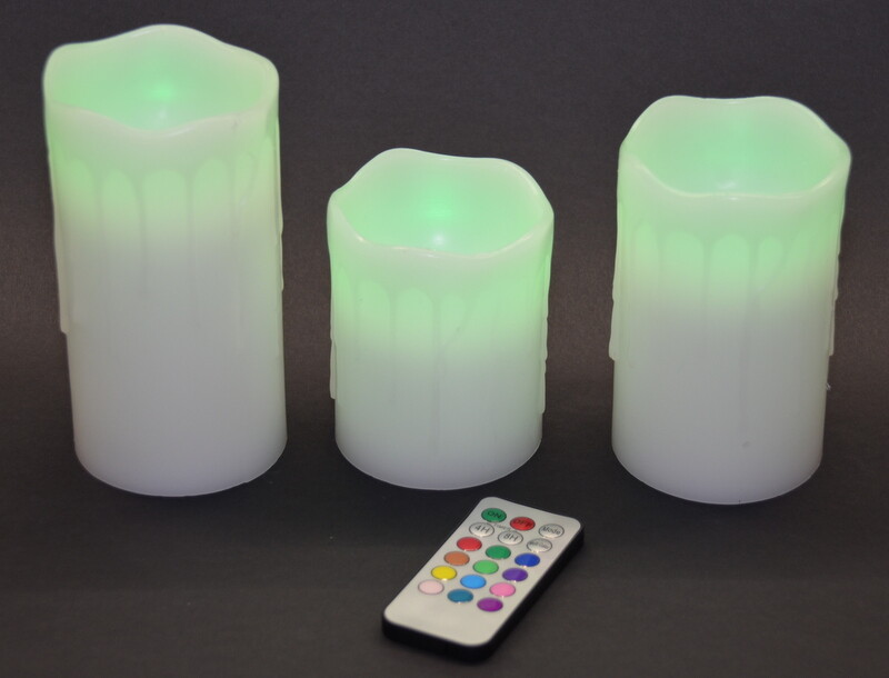 Gravidus 3-teiliges LED Echtwachskerzen Set – Mit Farbwechsel, Flackerndem Licht, Für Dekoration