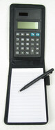 Notizset - Notizblock mit Stift und Taschenrechner in Lederoptik