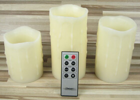 LED Echtwachskerzen 3er Set Wachskerzen LED Kerzen mit Timer und Fernbedienung 