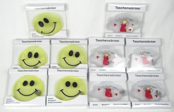 Taschenwärmer Handwärmer 10er Set Smile & Engel f. bis zu 60 Minuten warme Hände