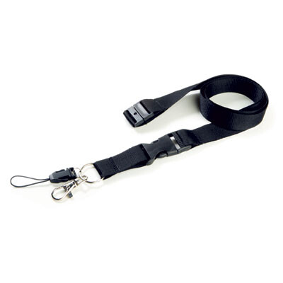 Ausweishülle mit Lanyard schwarz mit Sicherheitsverschluss